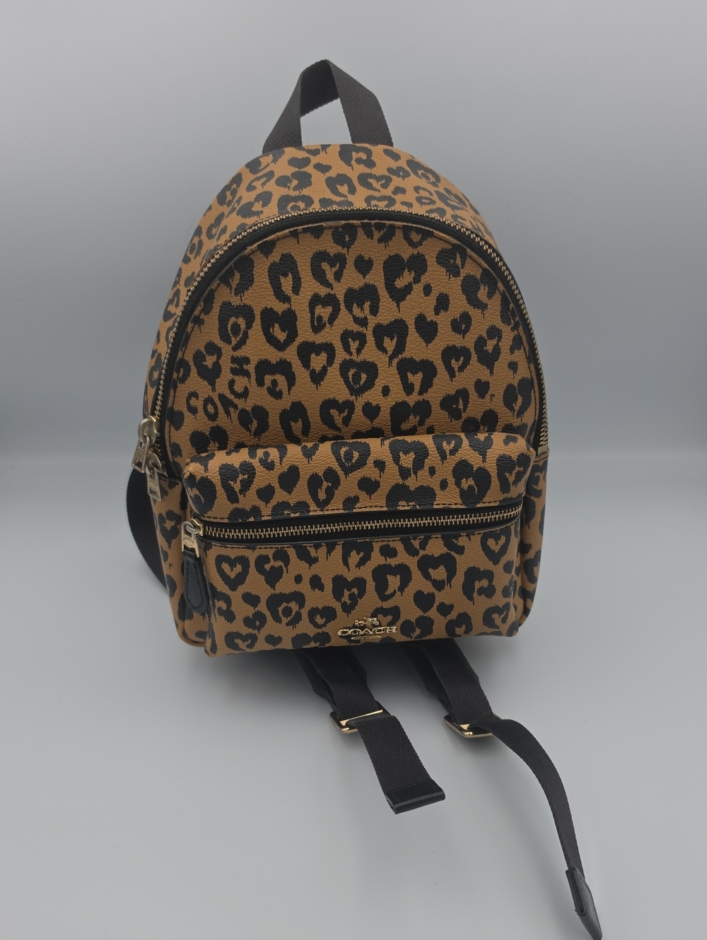 Coach Brown & Black Leopard-Print W/ Gold Hardware Mini Backpack (EUC)✨️🐆✨️